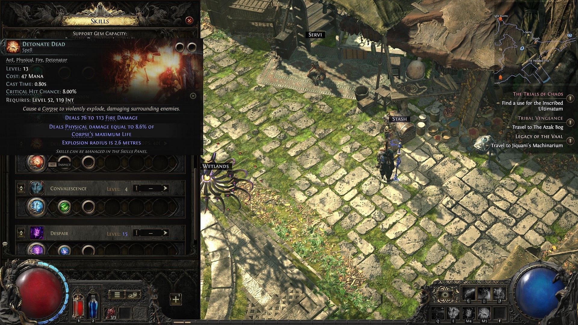 Detonate Dead skill description in Path of Exile 2 (Image via Grinding Gear Games)